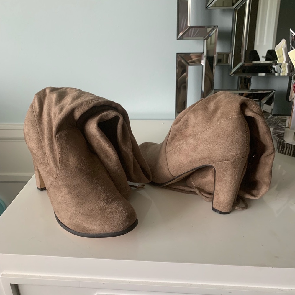 Tan thigh high boots